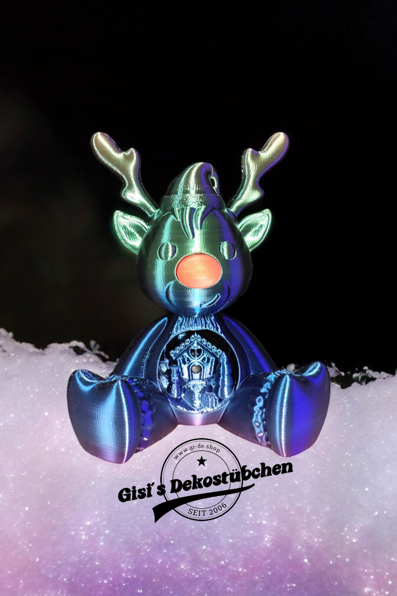 3D Rudolf mit der roten Nase