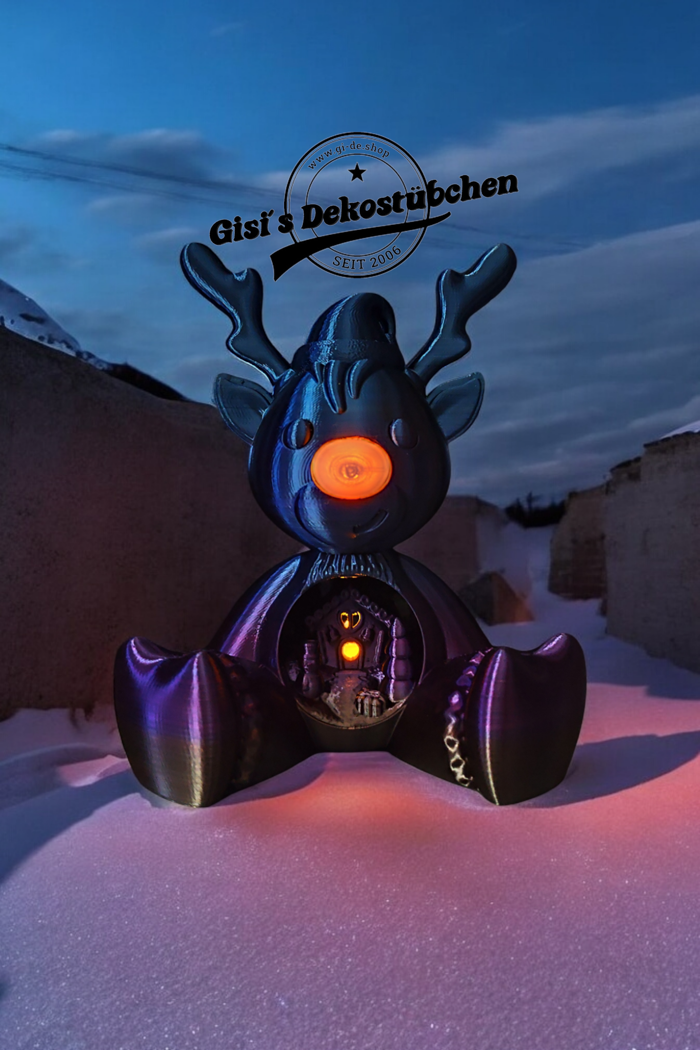 3D Rudolf mit der roten Nase