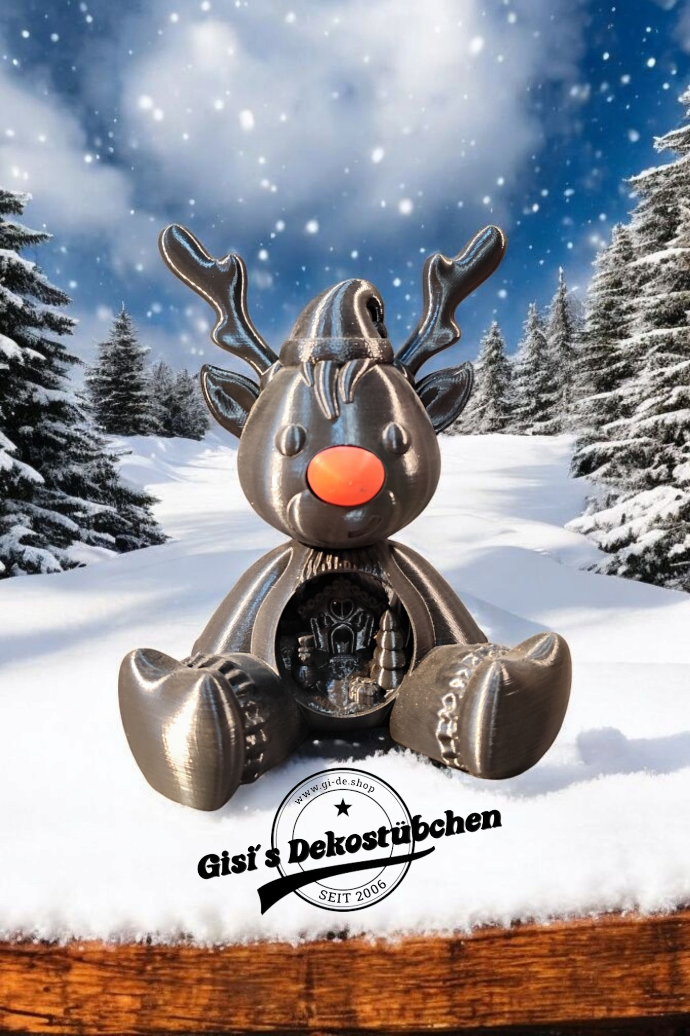 3D Rudolf mit der roten Nase