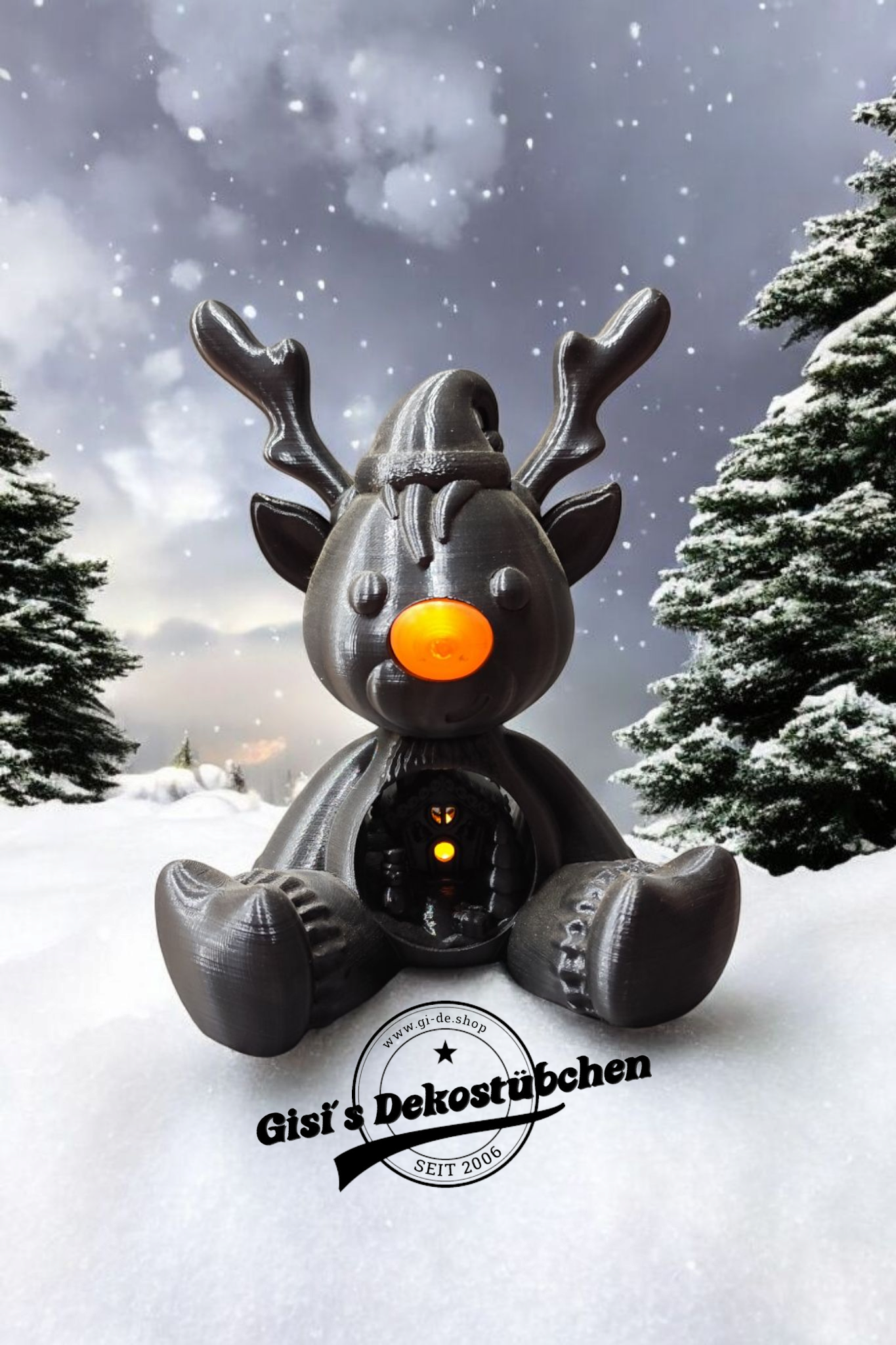 3D Rudolf mit der roten Nase