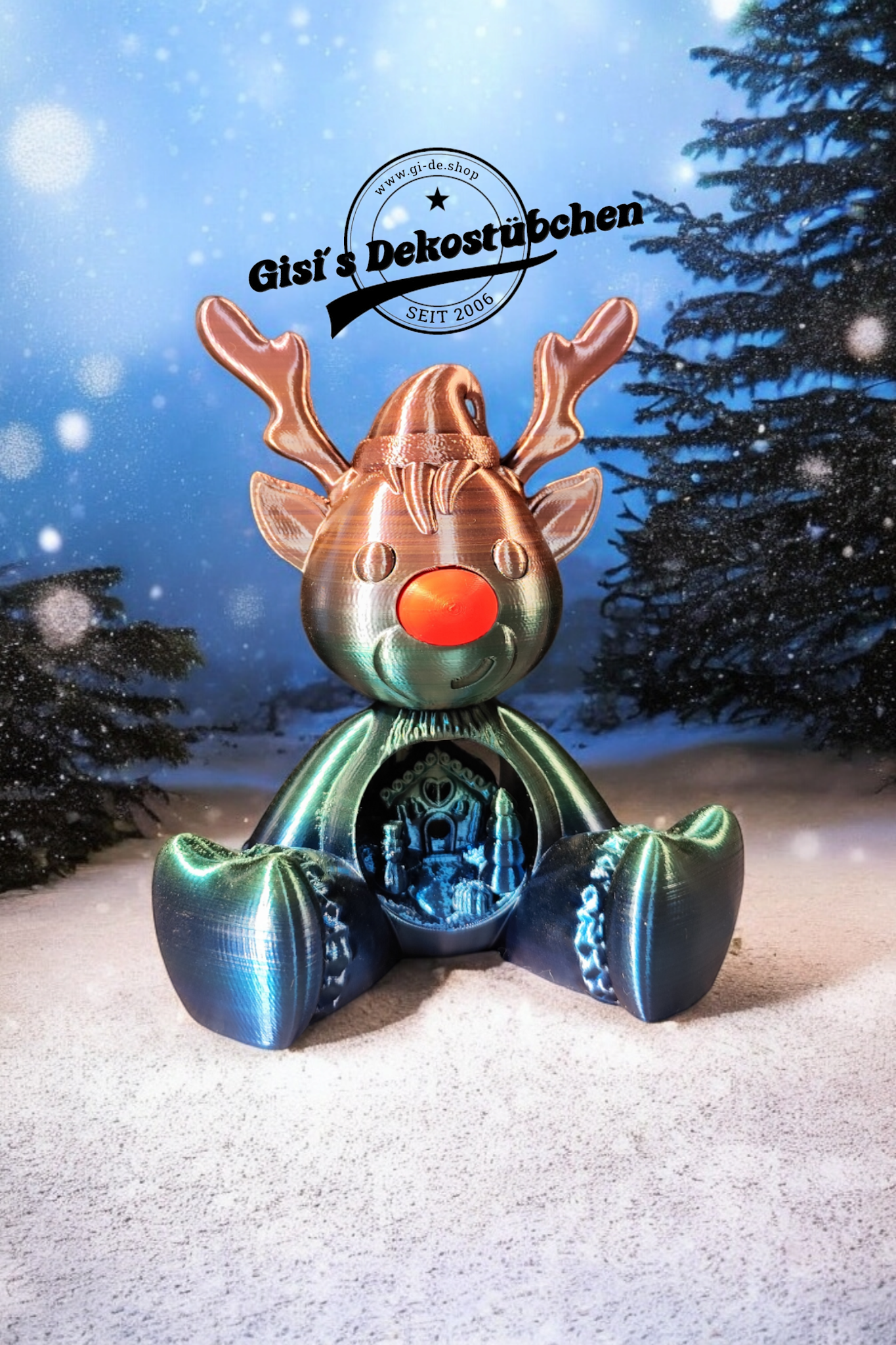 3D Rudolf mit der roten Nase