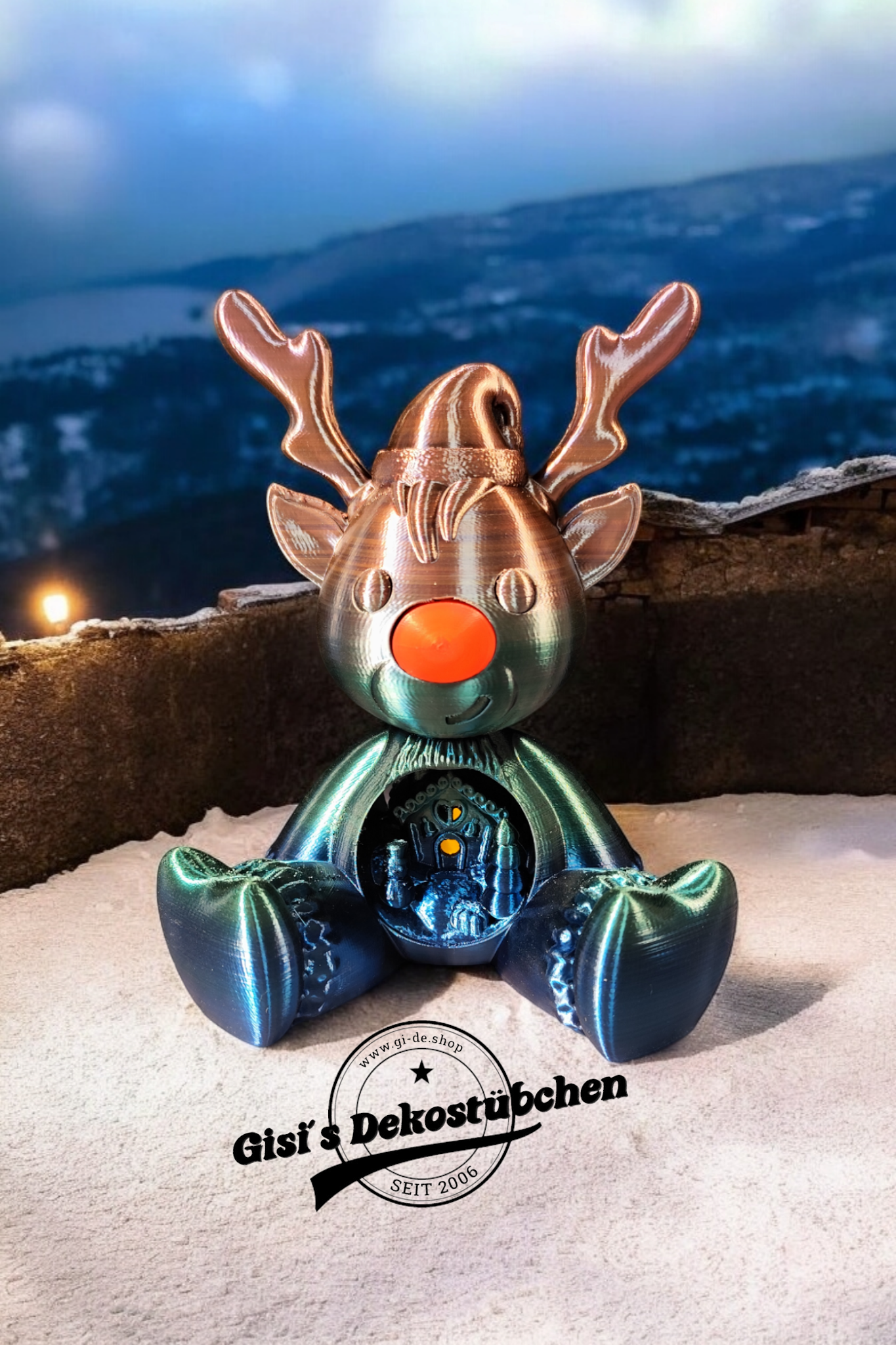 3D Rudolf mit der roten Nase