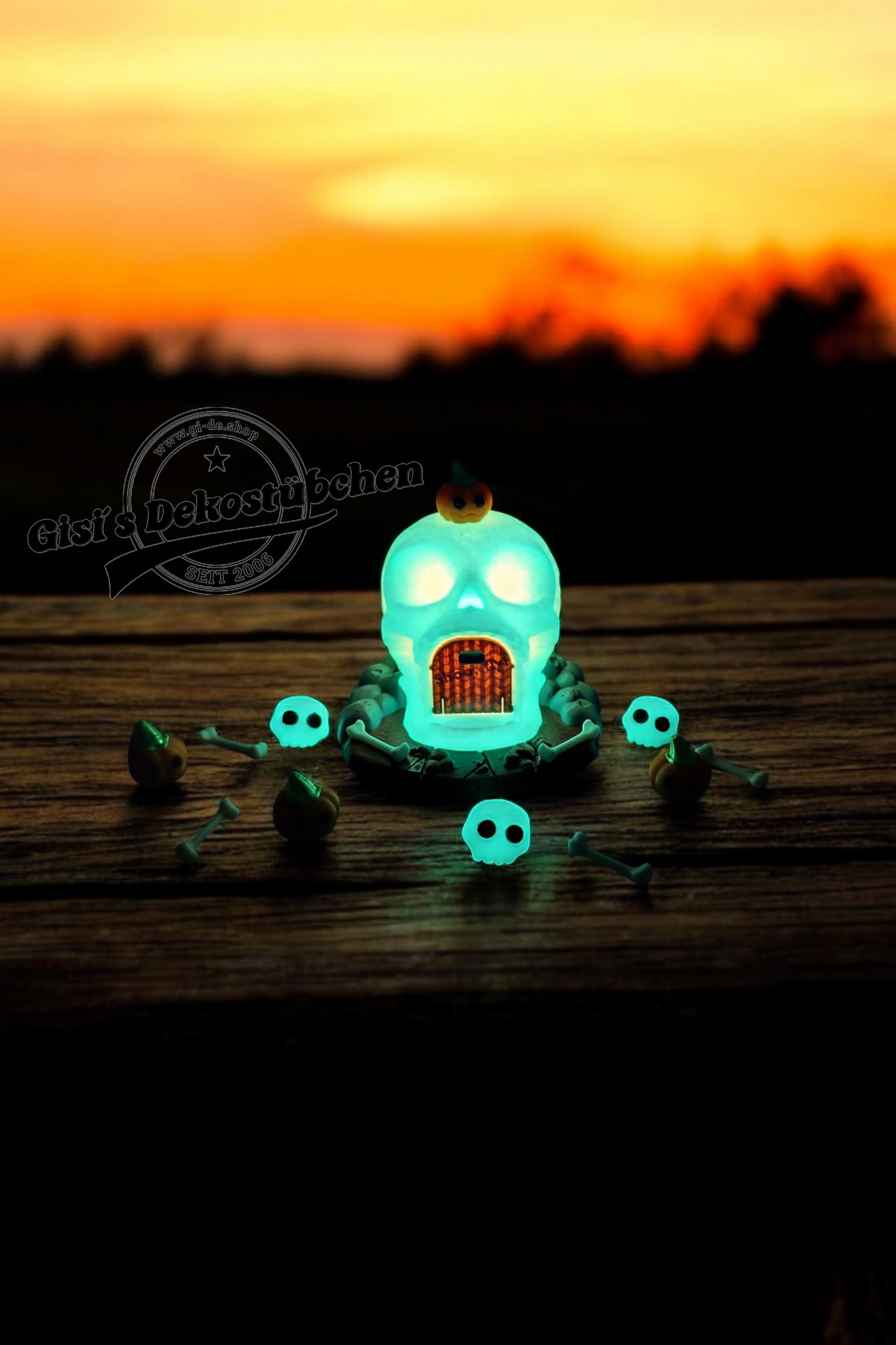 3D gedruckte Teelichthalter Totenkopfhaus