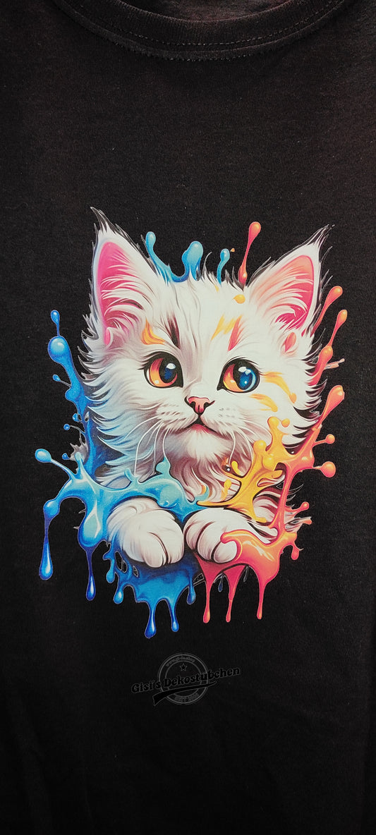 Aquarell cooles Katzen-Shirt, Geschenk
