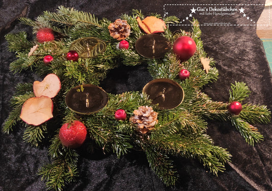 Adventskranz frisch gebunden Rot, Natur
