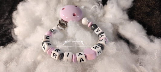 Baby Schnullerkette "Herz" Doppelname möglich