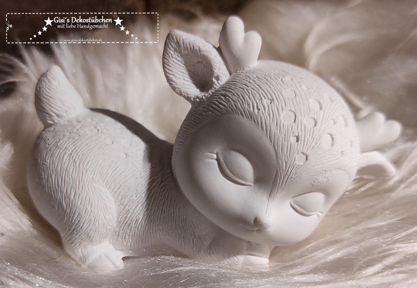 Bambi Reh Hirsch Artestone Deko weiß Mini