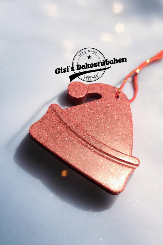 Christbaumanhänger Mütze in Wunschfarbe mit passenden Glitzer