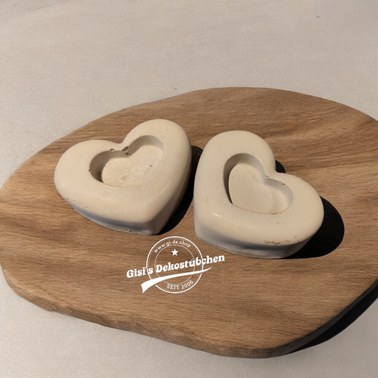 Deko Herz in Herz Beton Garten Herbst Grabschmuck Geschenk