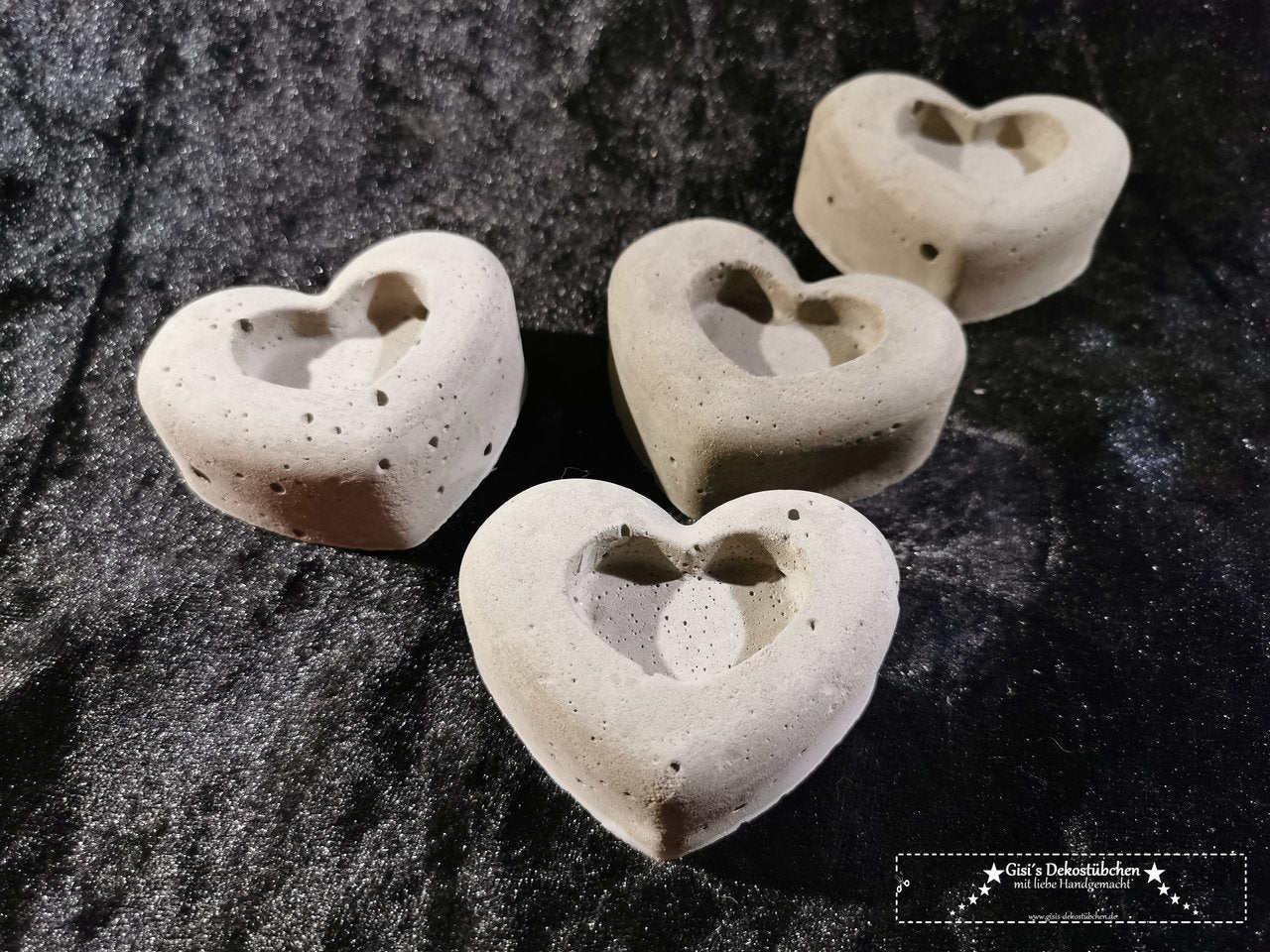 Deko Herz in Herz Beton Garten Herbst Grabschmuck Geschenk