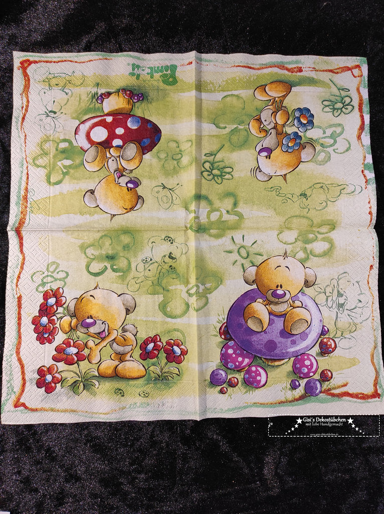 Diddl Pimboli Fliegenpilz grün Serviette