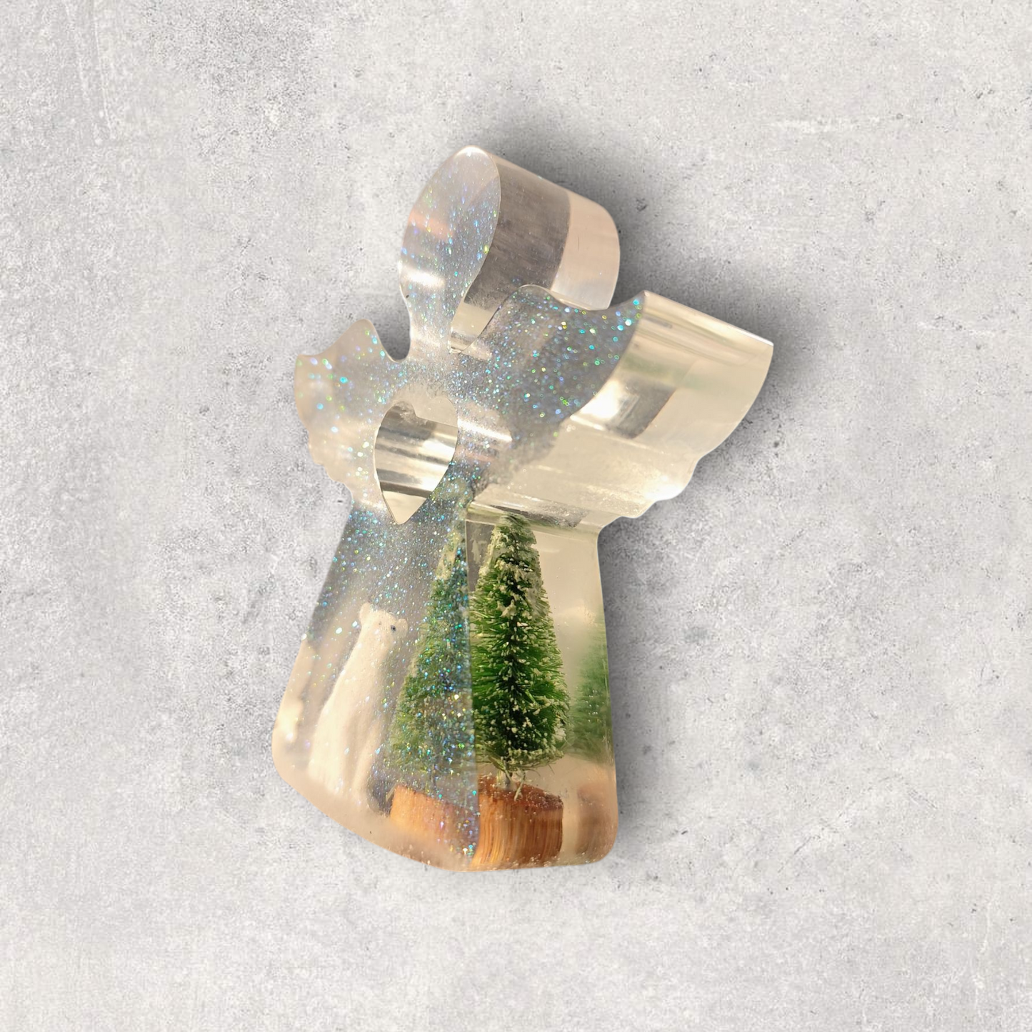 Epoxidharz Engel mit Mini Landschaft – handgefertigte Dekoration ---