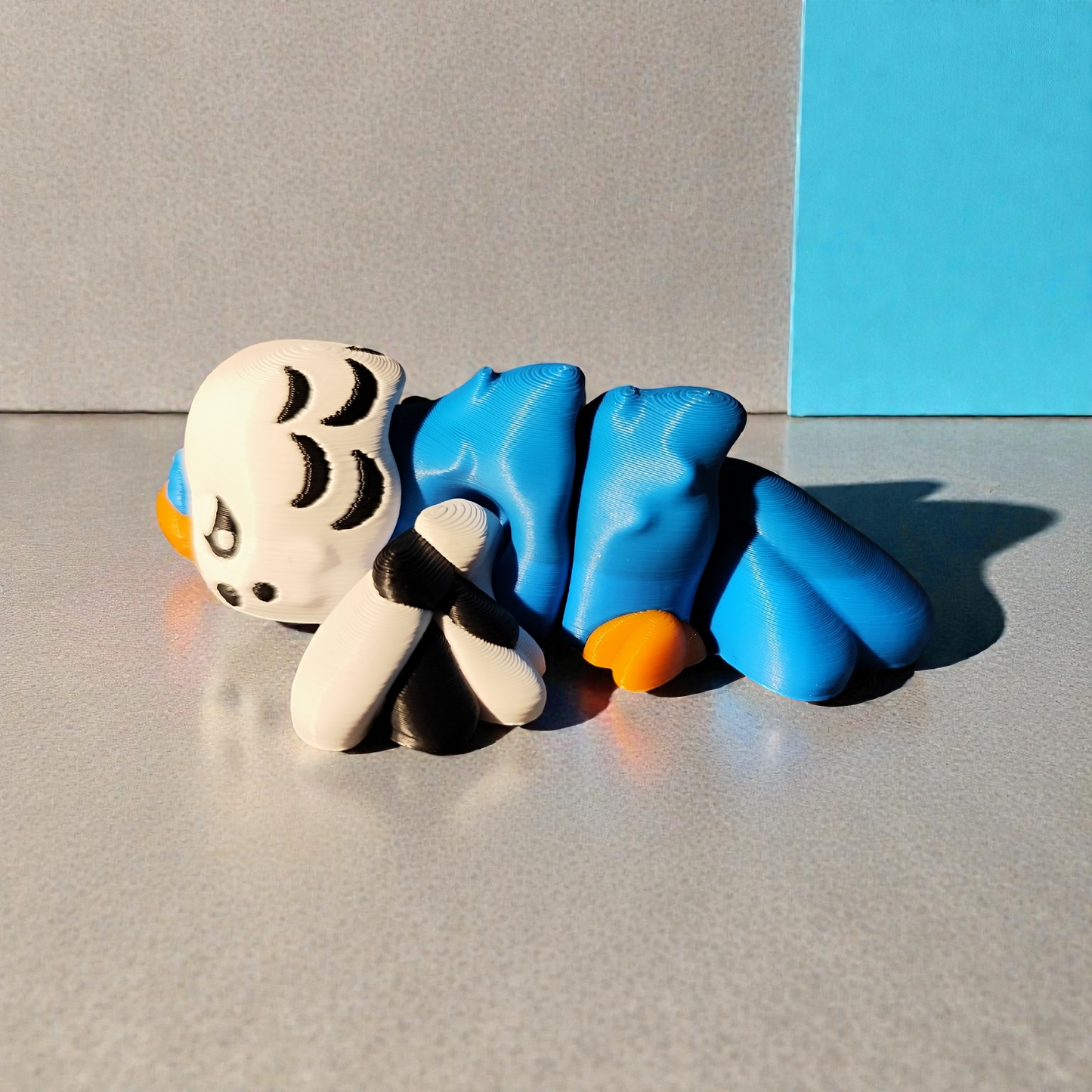 Flexi Wellensittich 3D Druck – Süßer beweglicher Deko-Vogel in Blau – Geschenkidee für Vogel-Fans