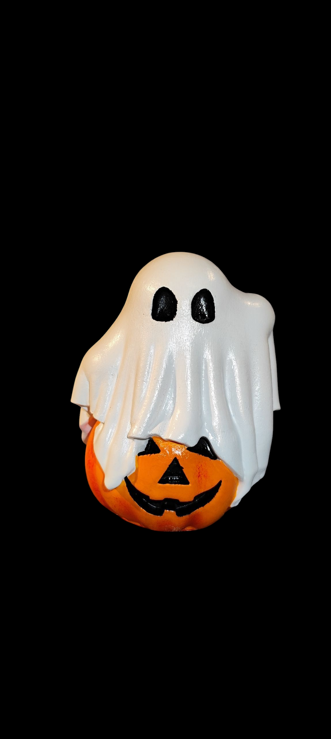 Geist auf Kürbis aus Keramik Halloween Herbst Gruselige Dekoration Handbemalt