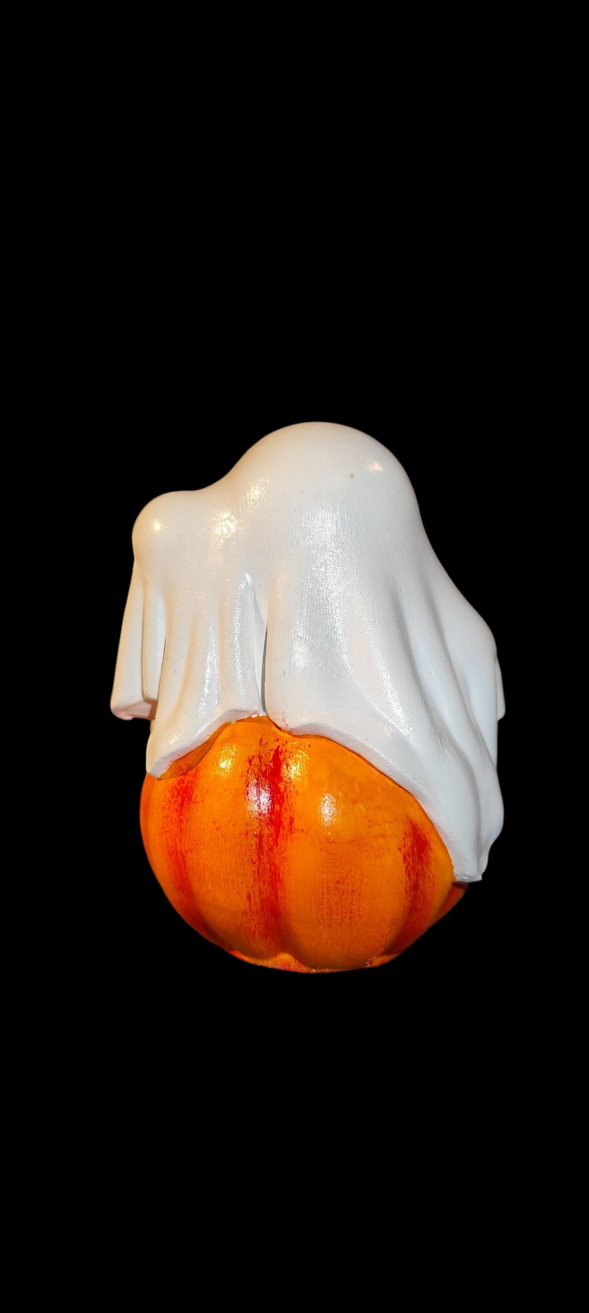 Geist auf Kürbis aus Keramik Halloween Herbst Gruselige Dekoration Handbemalt