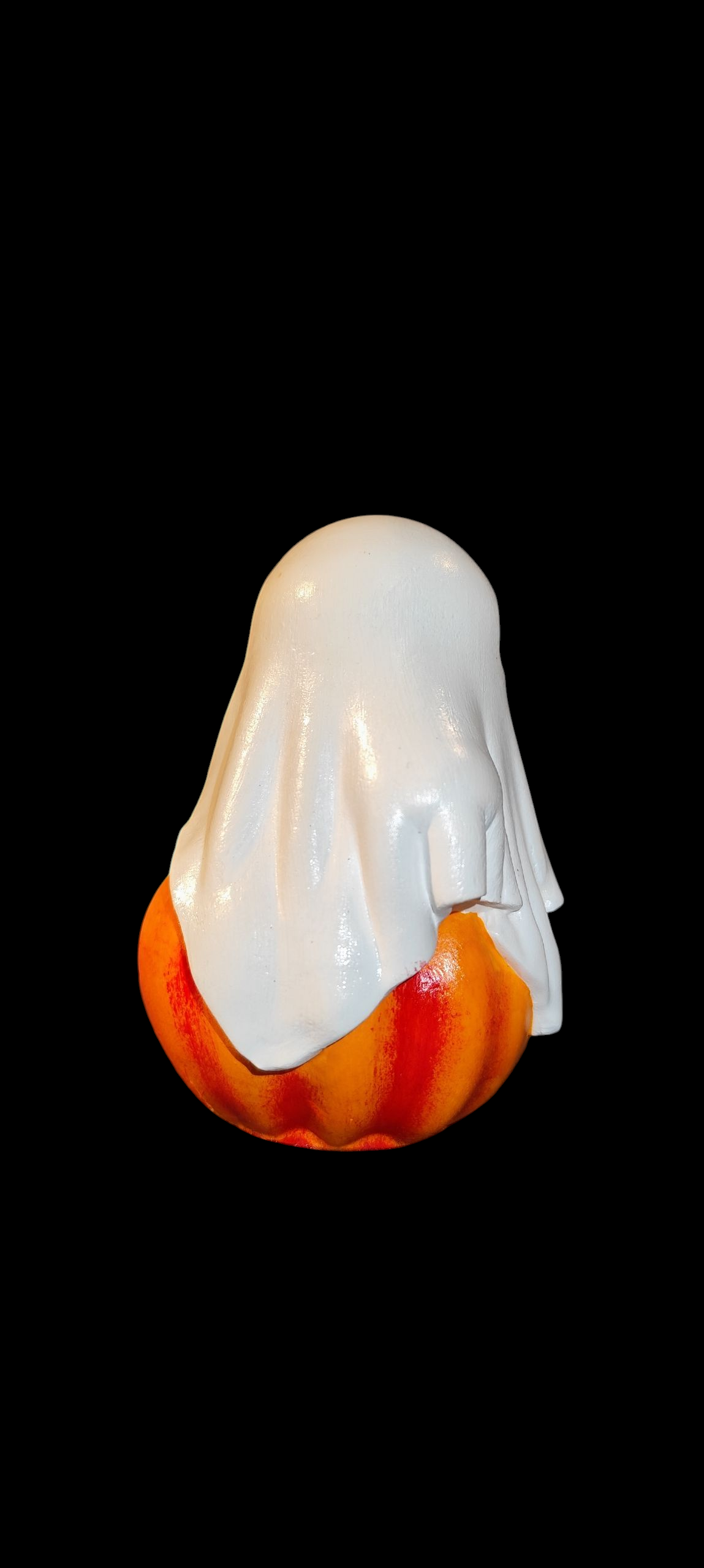 Geist auf Kürbis aus Keramik Halloween Herbst Gruselige Dekoration Handbemalt