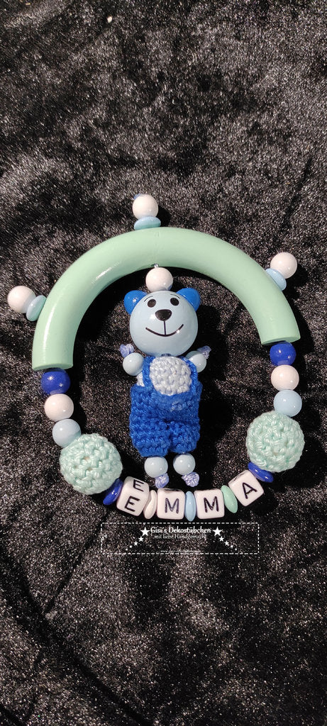 Greifling mit Namen Teddy Bär Häkelperlen