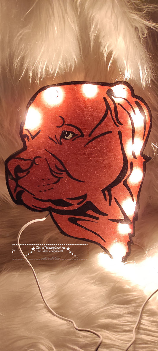 Hund / Hundekopf Wandlampe / Kinderlampe mit LED