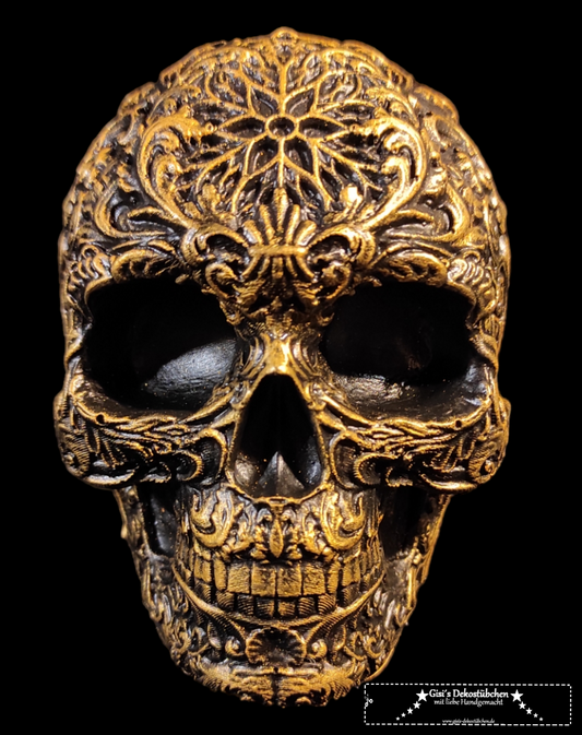 Keramik Totenkopf Gisi Schwarz/Gold