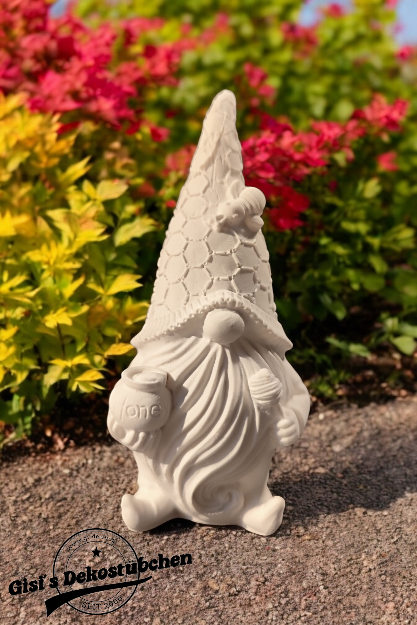 Keramik Wichtel mit Biene und Honig