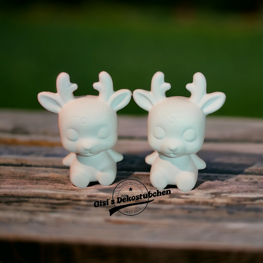 Reh Bambi Rehkitz Elch in weiß Vintage Deko