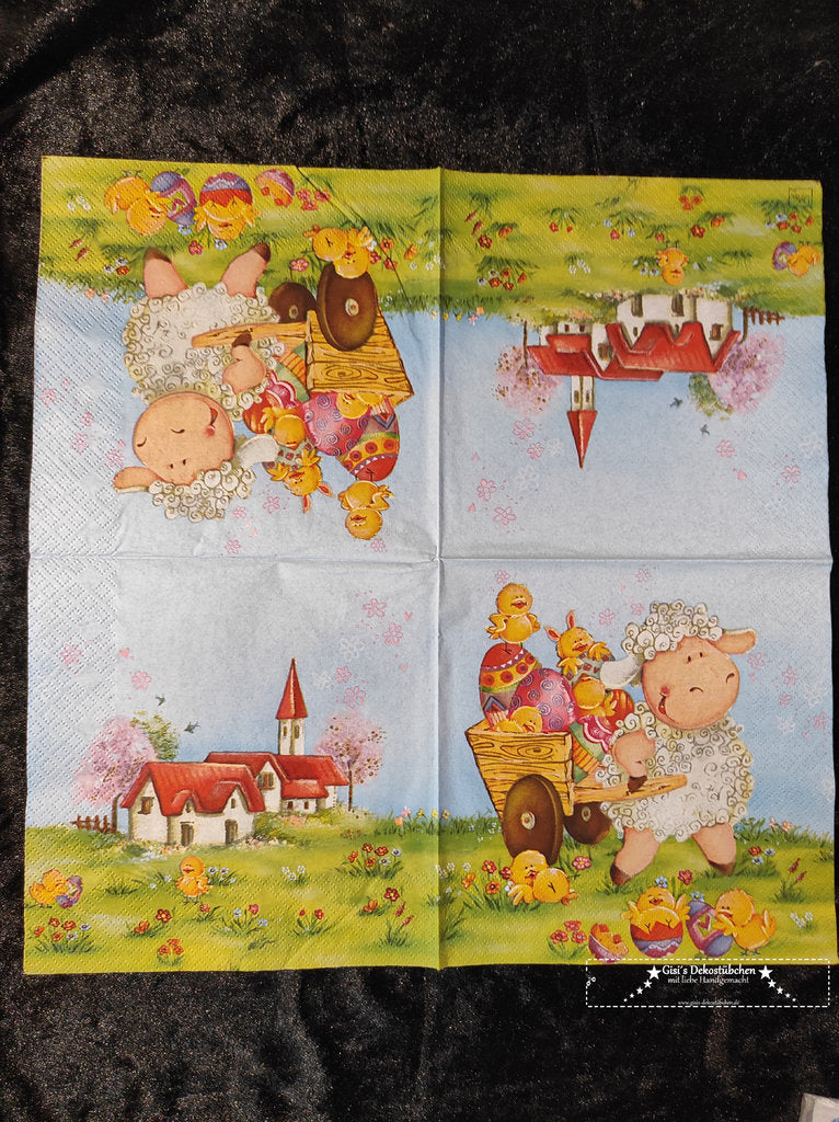 Schaf, Küken, Ostereier, Dorf