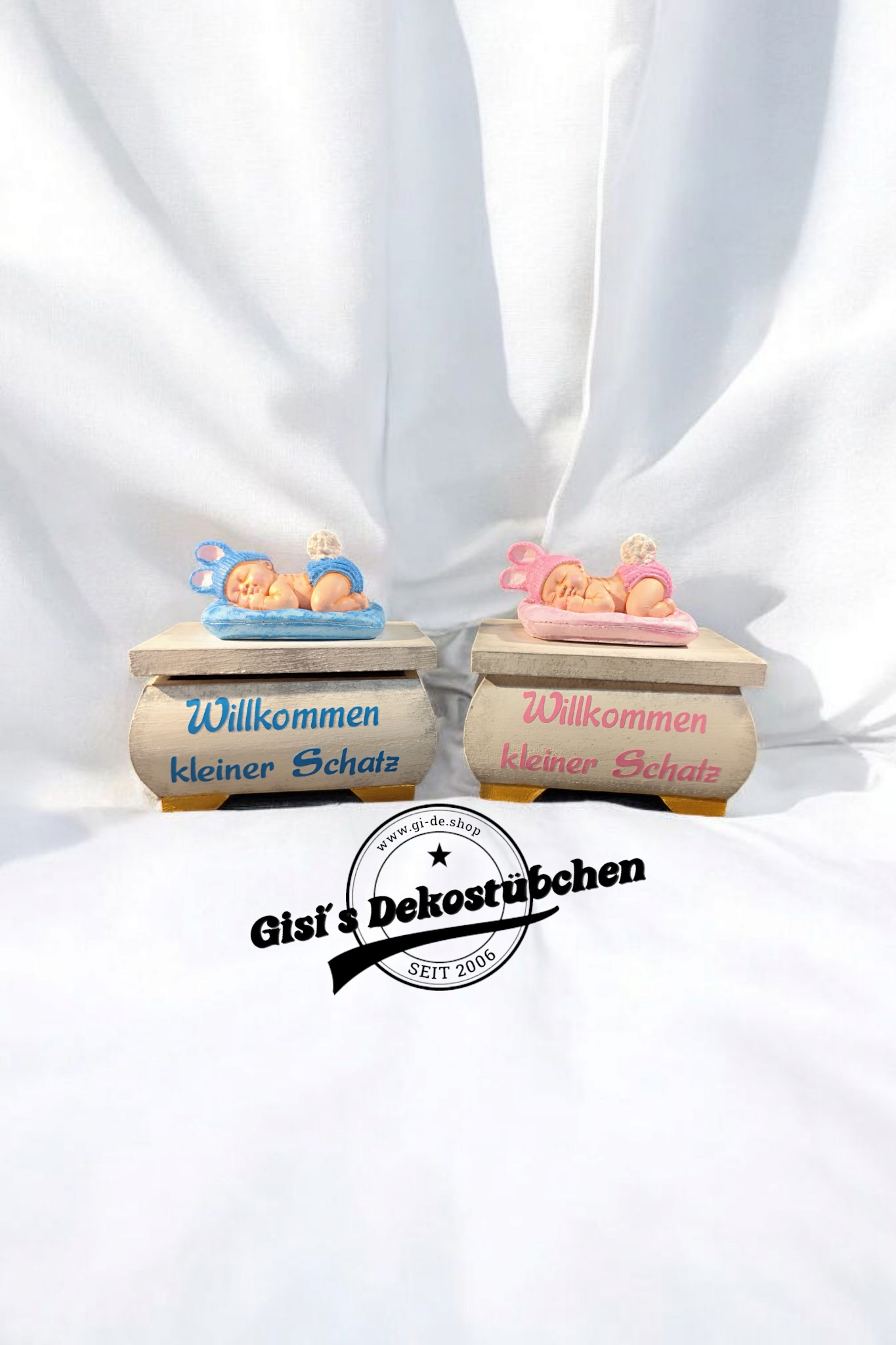 Schatztruhe mit Babyfigur handgemachte