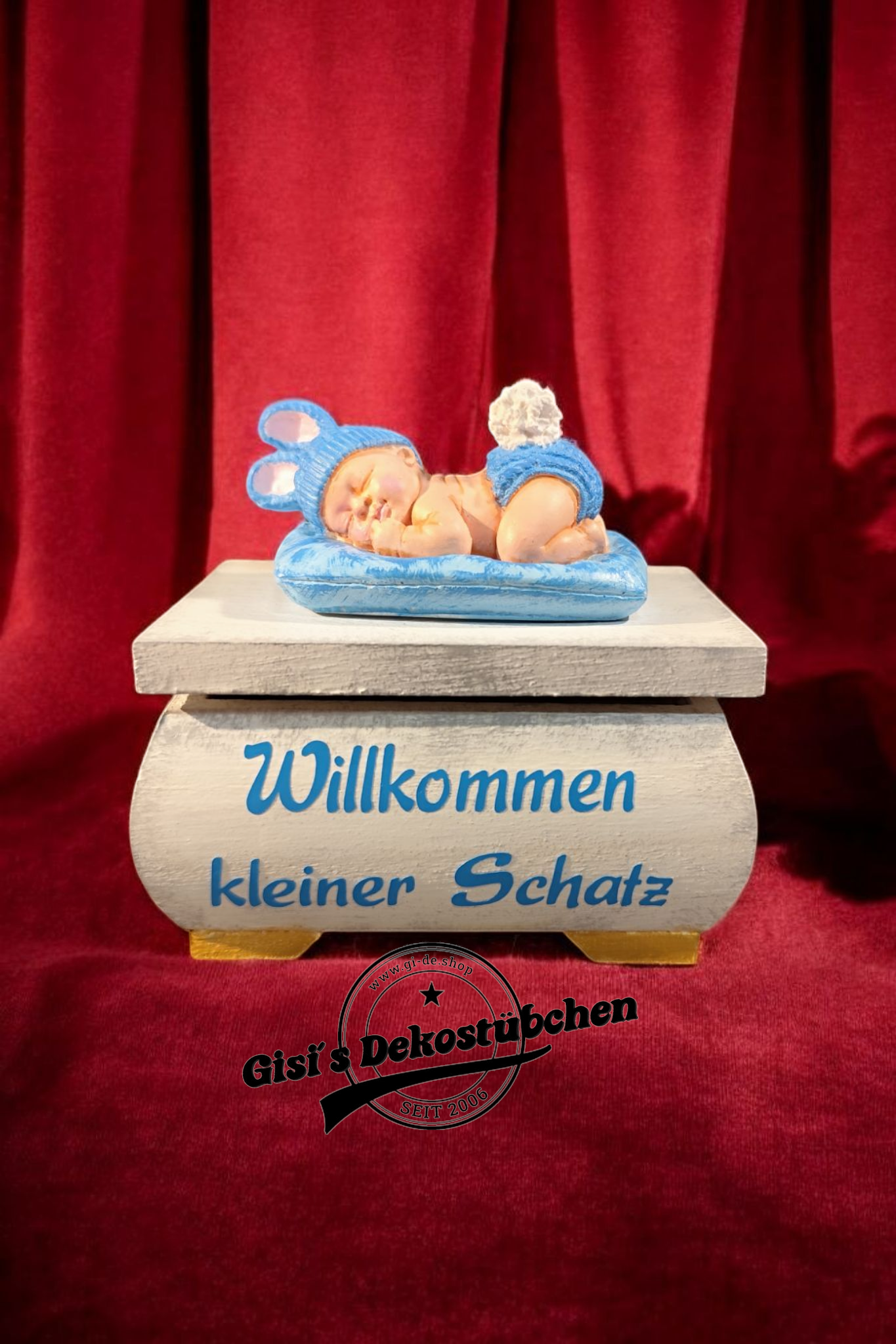 Schatztruhe mit Babyfigur handgemachte