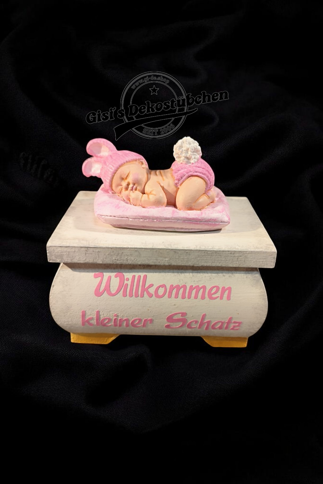 Schatztruhe mit Babyfigur handgemachte