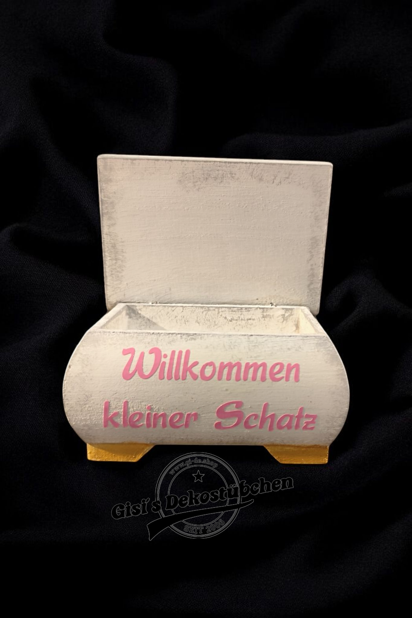 Schatztruhe mit Babyfigur handgemachte