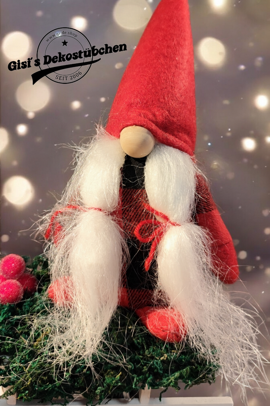 Schlitten Wichtel Advent Weihnachten Winter Holz rot Beeren