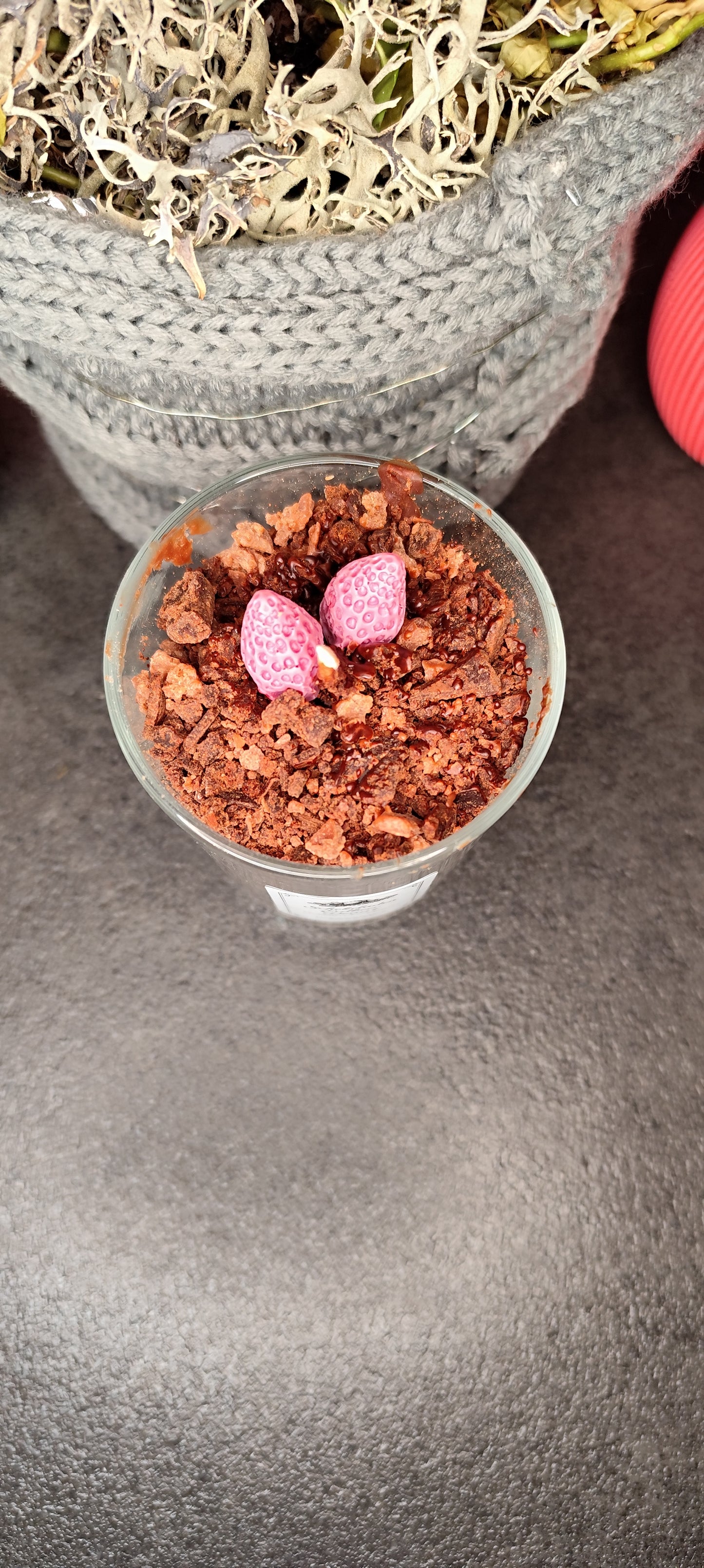 Schokoladen Erdbeer Dessert Kerze – Sojawachskerze im Glas