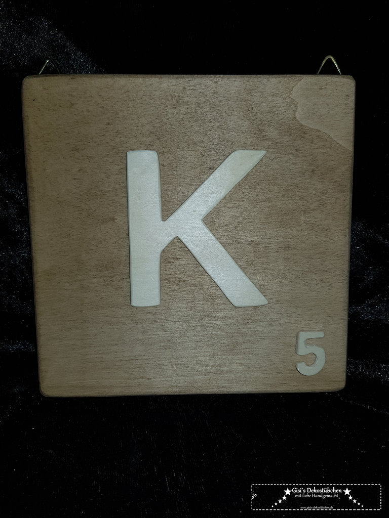 Scrabble - Wanddeko groß 15x15 cm "Braun"