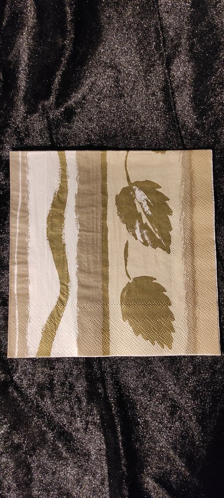 Serviette Blätter gold beige weiß