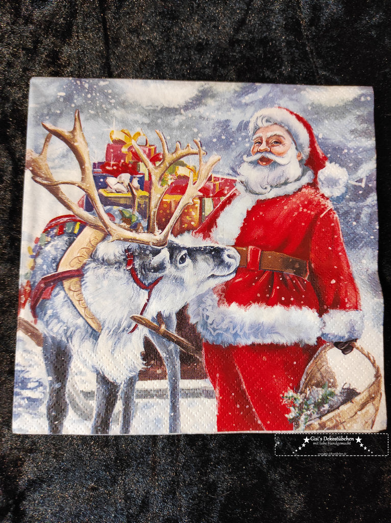 Serviette Napkins Rentier Weihnachtsmann