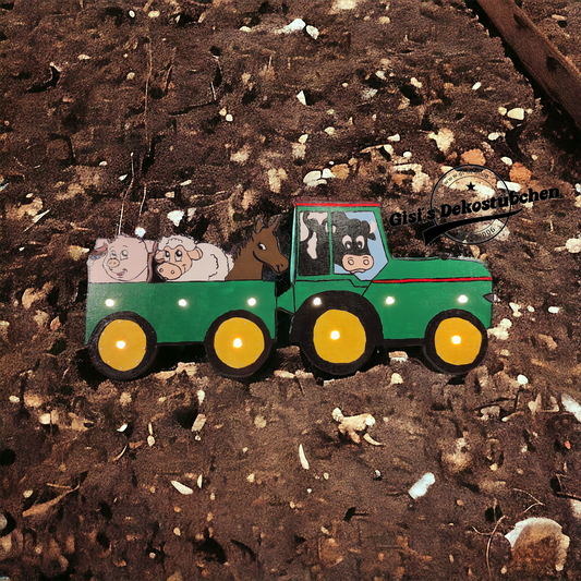 Traktor mit Bauernhoftieren" Wandlampe mit LED