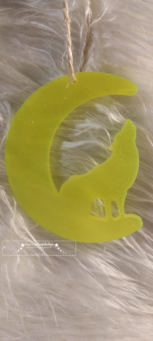 Wolf Mond Dekoration Resin Wunschfarbe