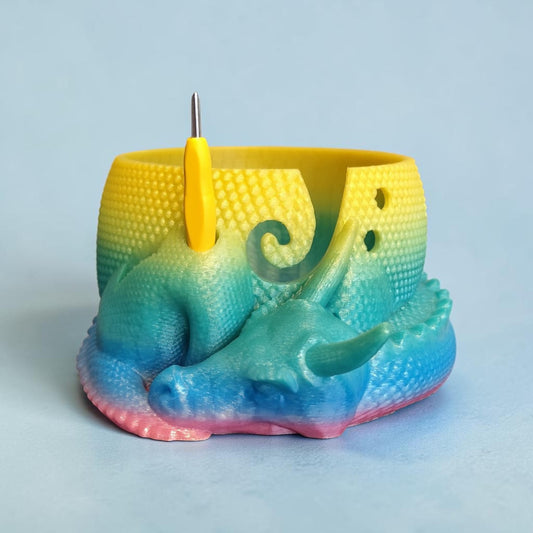 Wollhalter Drache 3D Druck – Wollschale mit Halter für Häkelnadel & Schere