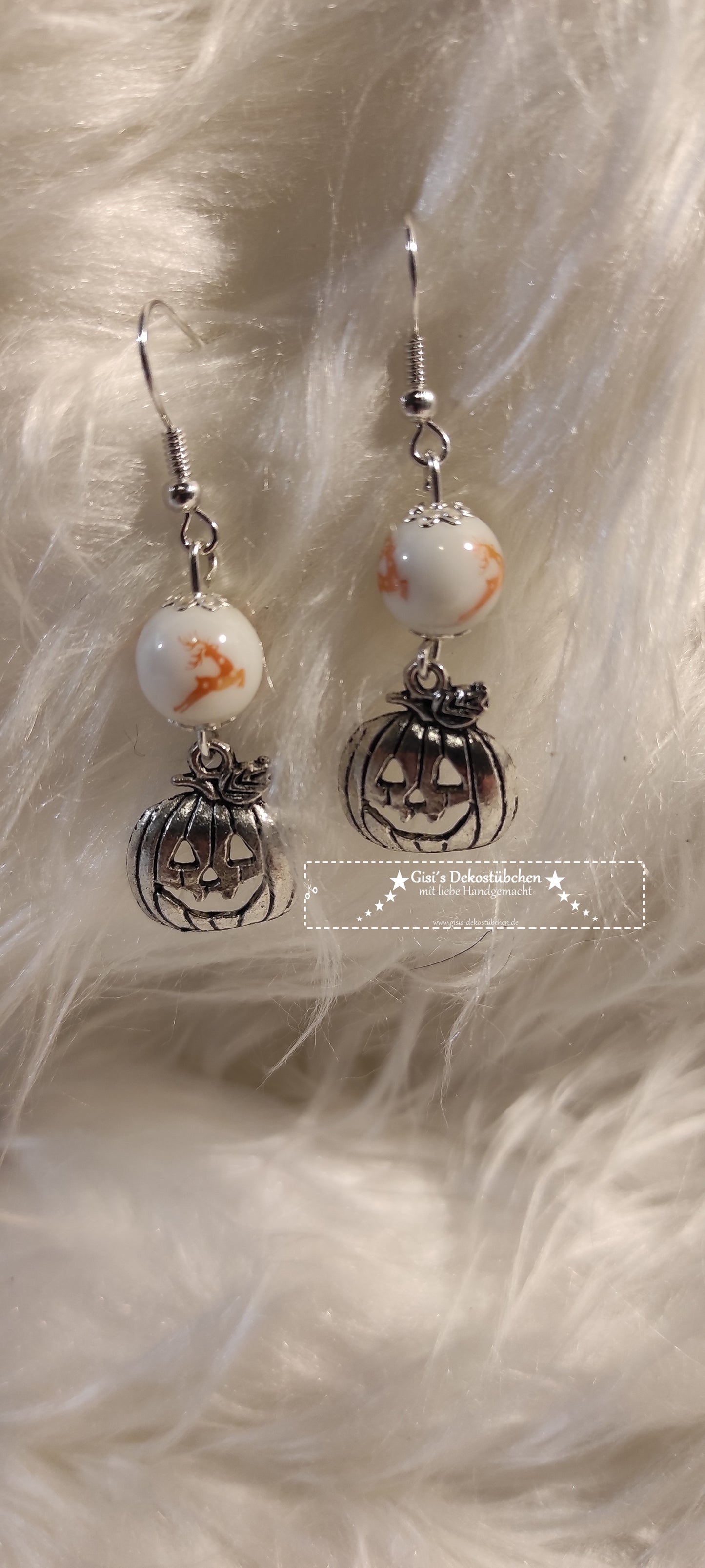 silberne Kürbis Ohrringe für Halloween