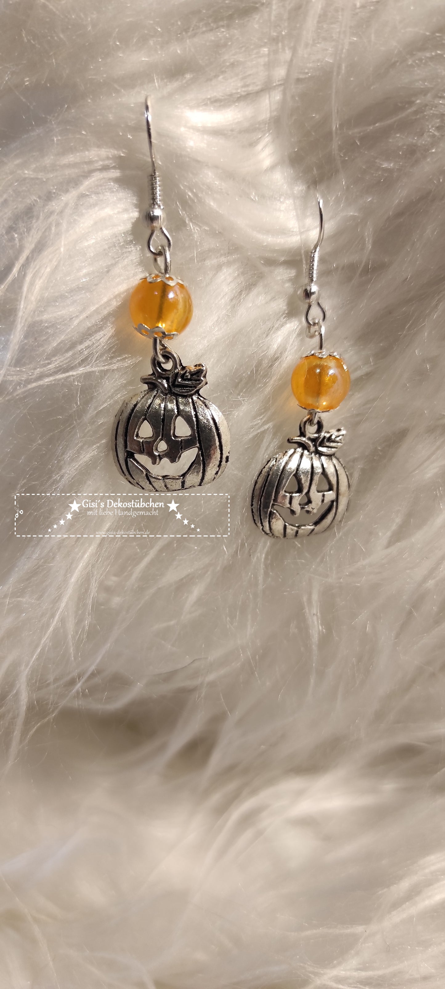 silberne Kürbis Ohrringe für Halloween