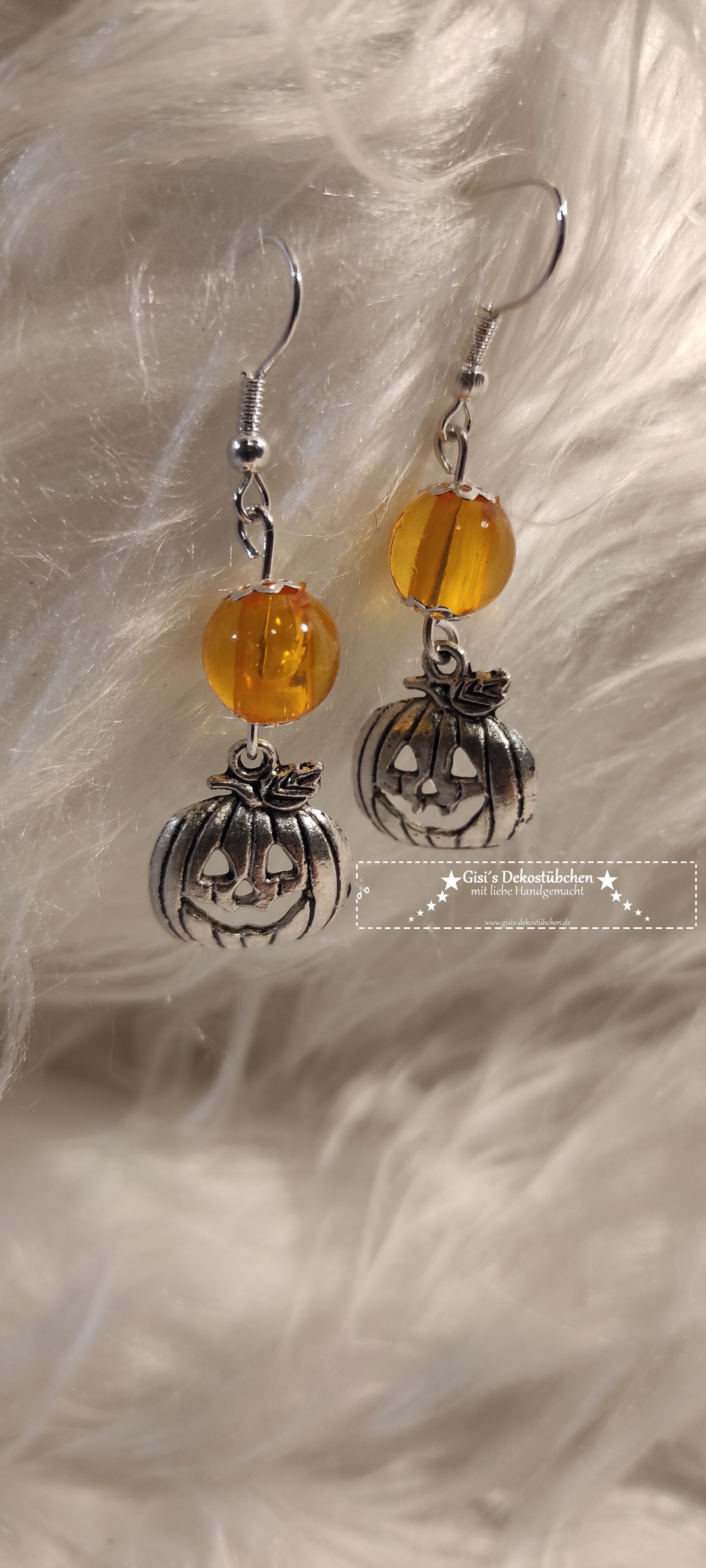 silberne Kürbis Ohrringe für Halloween