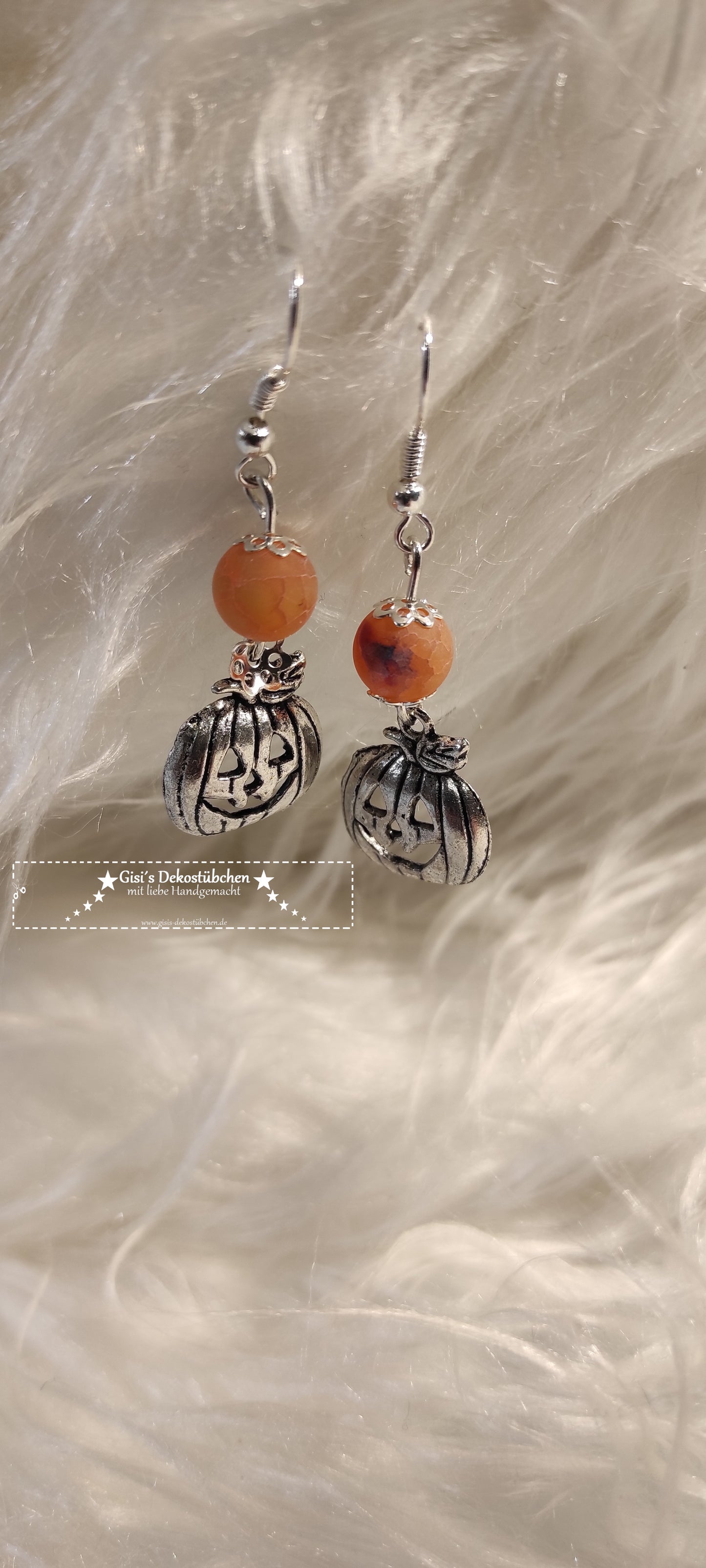 silberne Kürbis Ohrringe für Halloween