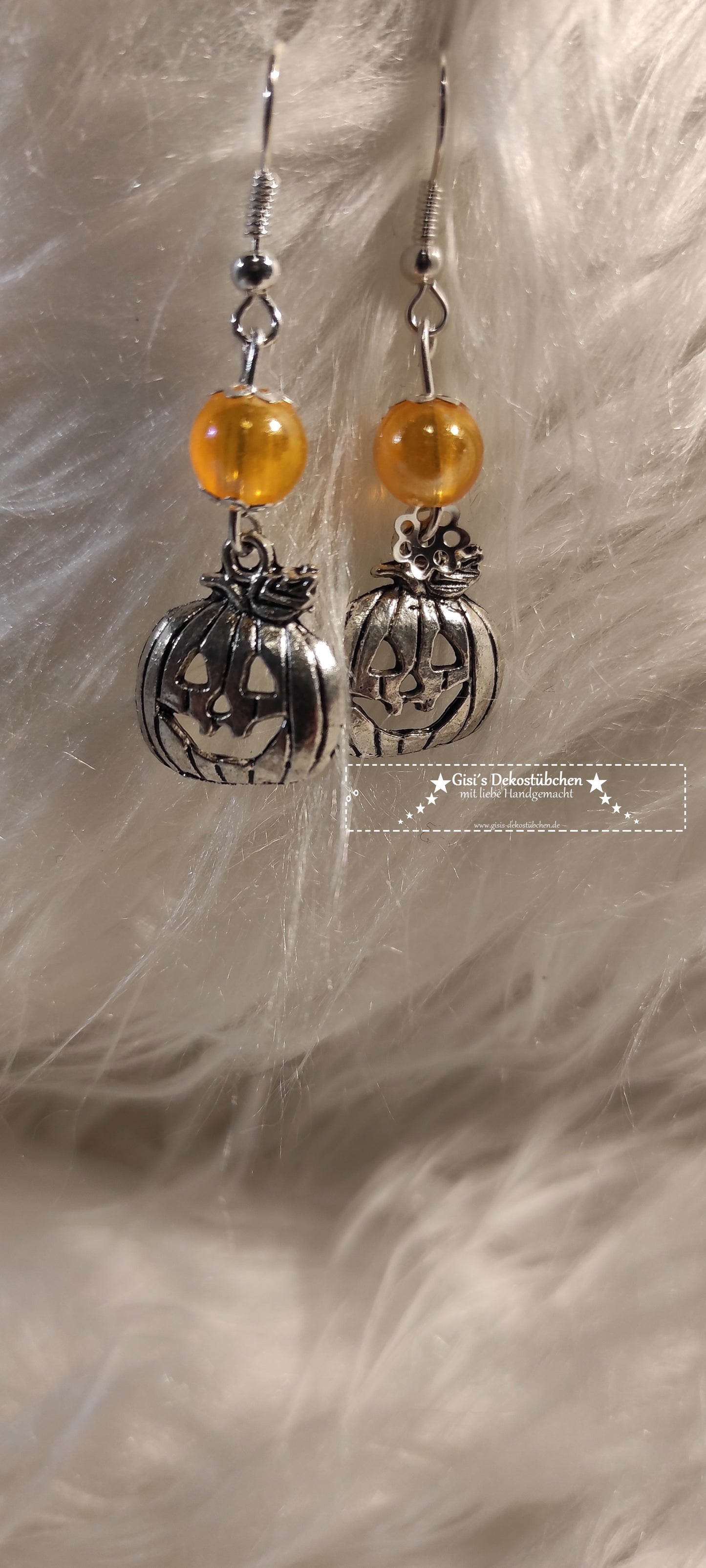 silberne Kürbis Ohrringe für Halloween