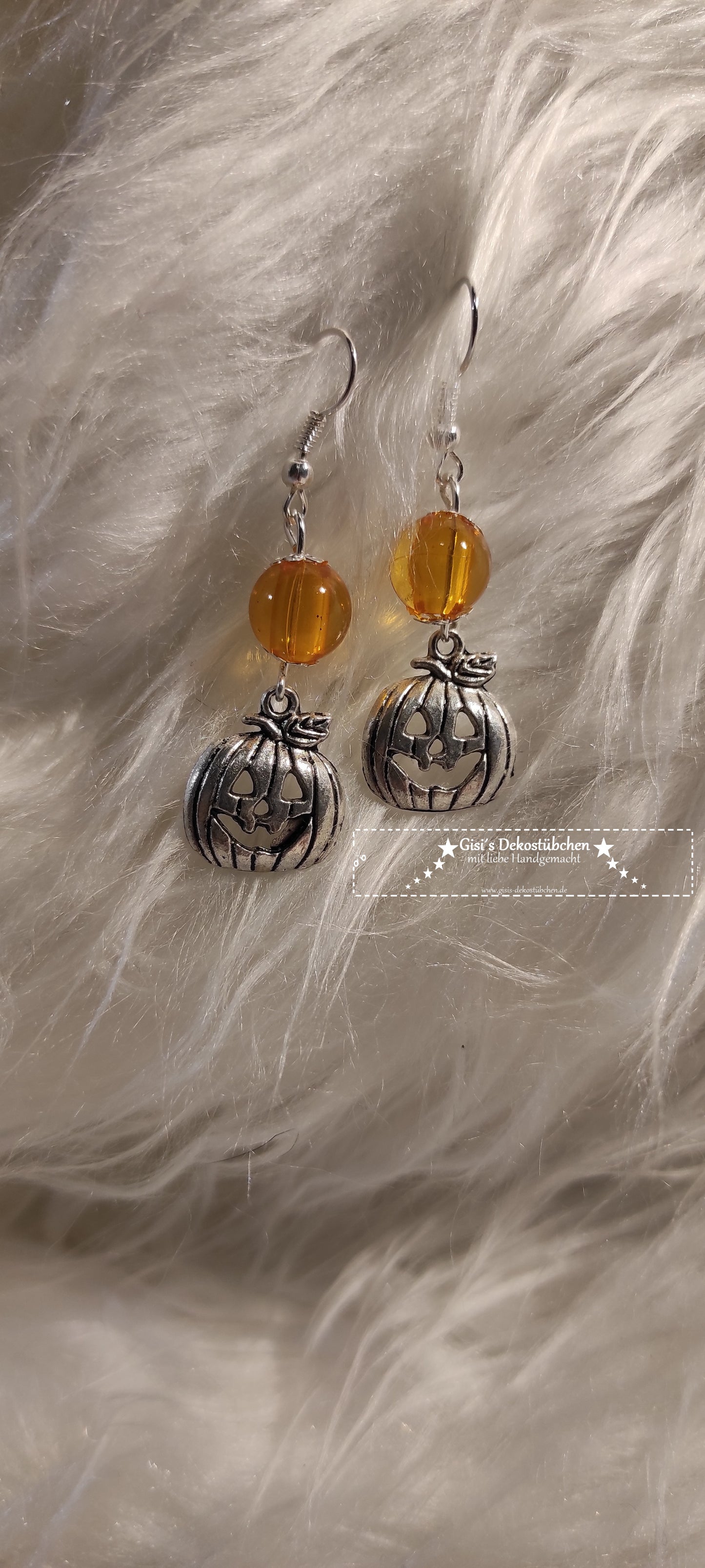 silberne Kürbis Ohrringe für Halloween