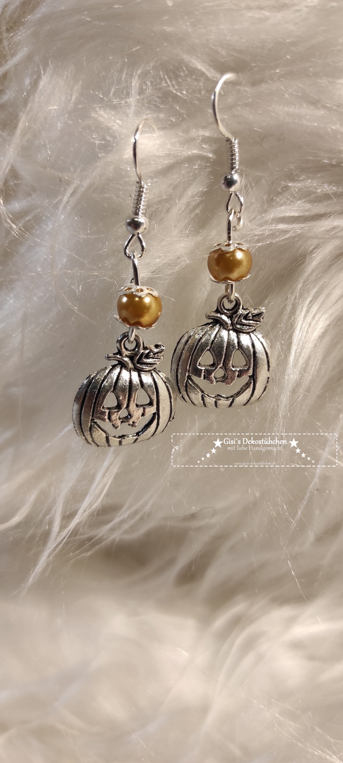 silberne Kürbis Ohrringe für Halloween