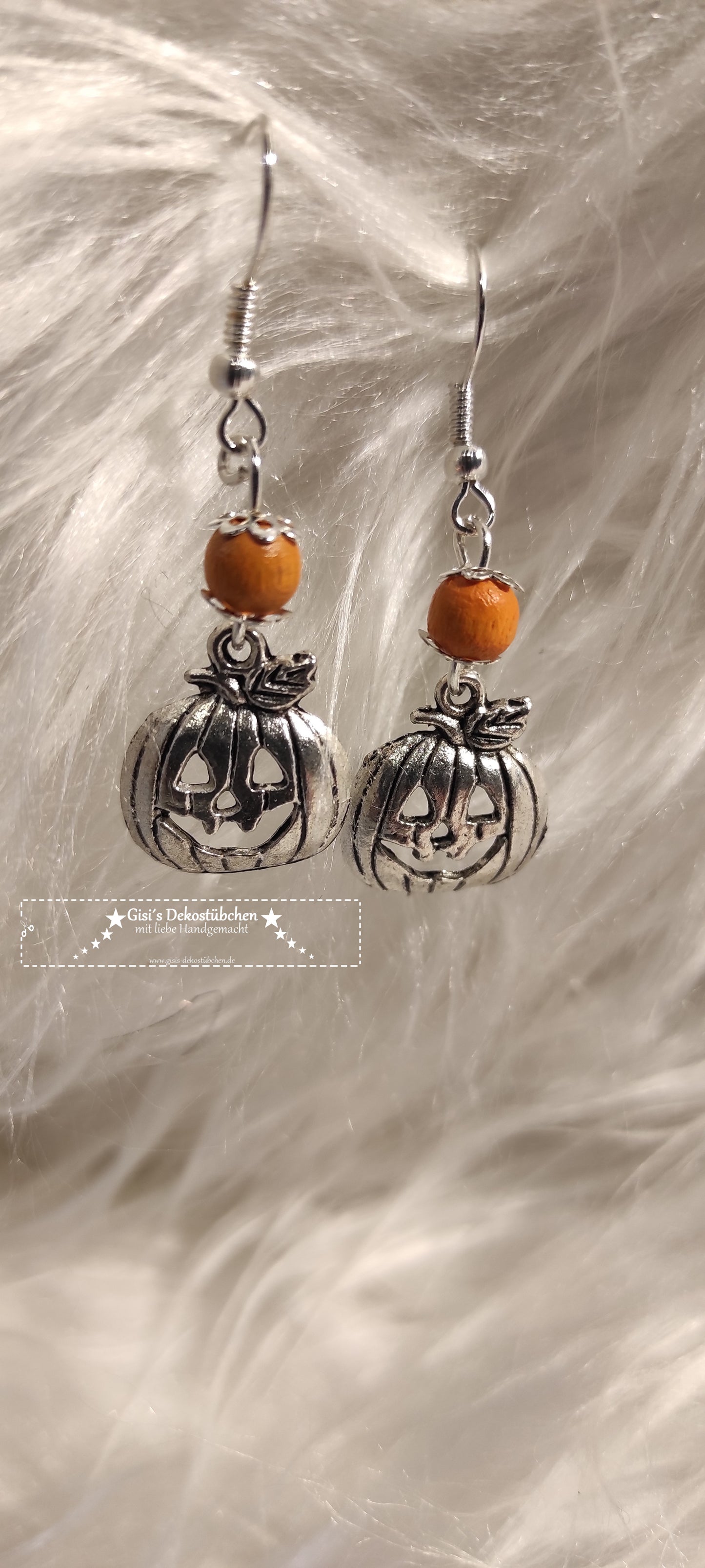 silberne Kürbis Ohrringe für Halloween
