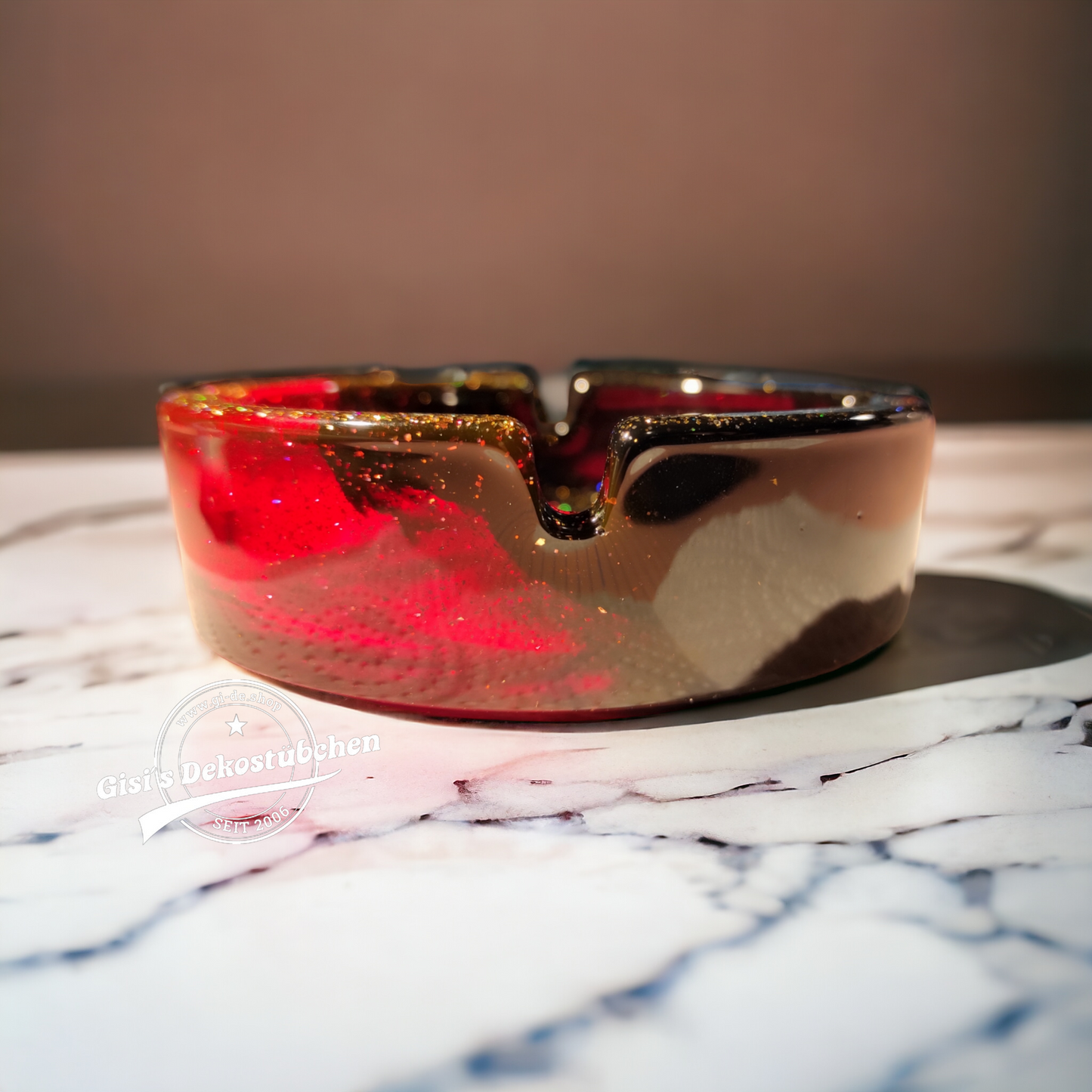2 Farbiger Harz Glitzer Aschenbecher