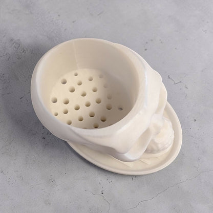 3D-gedruckter Totenkopf-Blumentopf mit Abtropfschale – außergewöhnliche Pflanzendeko