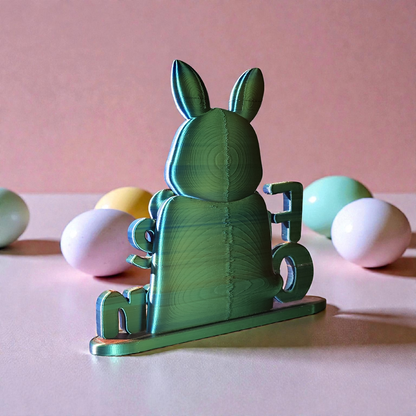3D Druck Deko „Frohe Ostern“ mit Hase – flache Osterdekoration, freistehend, eigenes Design