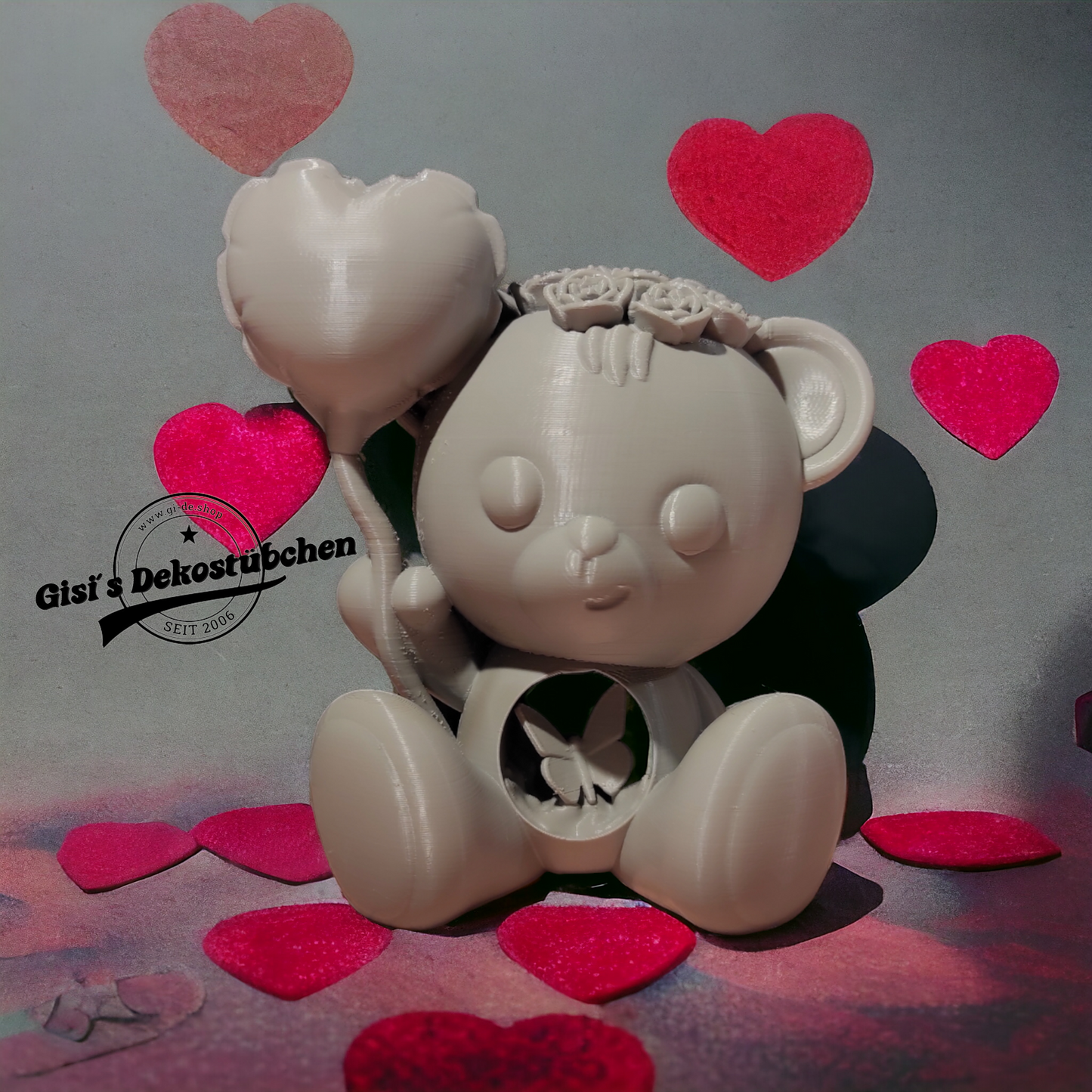 3D Gedruckt - verliebter Teddybär Statue - Design by Koza Design